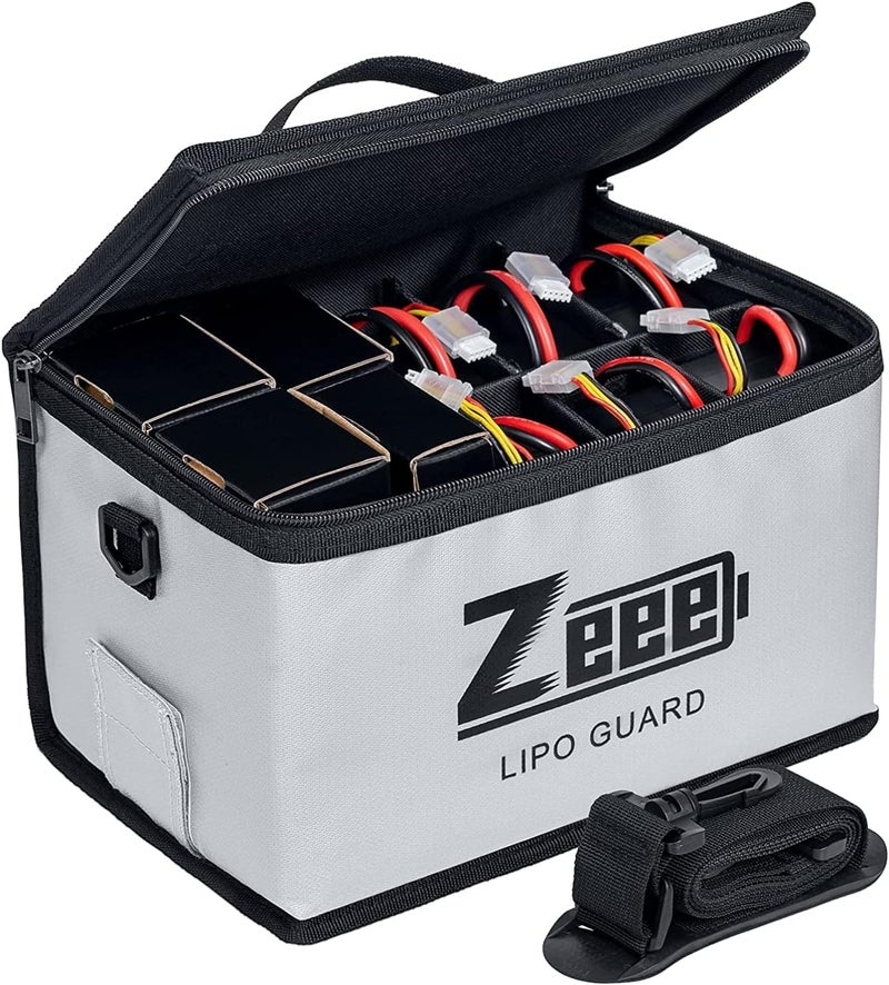 Zeee Lipo Fireproof Safe Bag - Large Capacity Storage Guard Pouch for Charging - 10 Cell Adjustable (10.6x6.7x6.7in) - Image 1